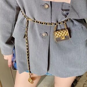 Fashion luxury anthro Gold Chain Belt charm